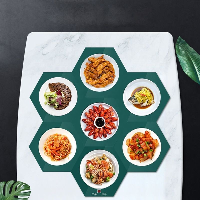 An electric food warmer guide for shared countertop dish service