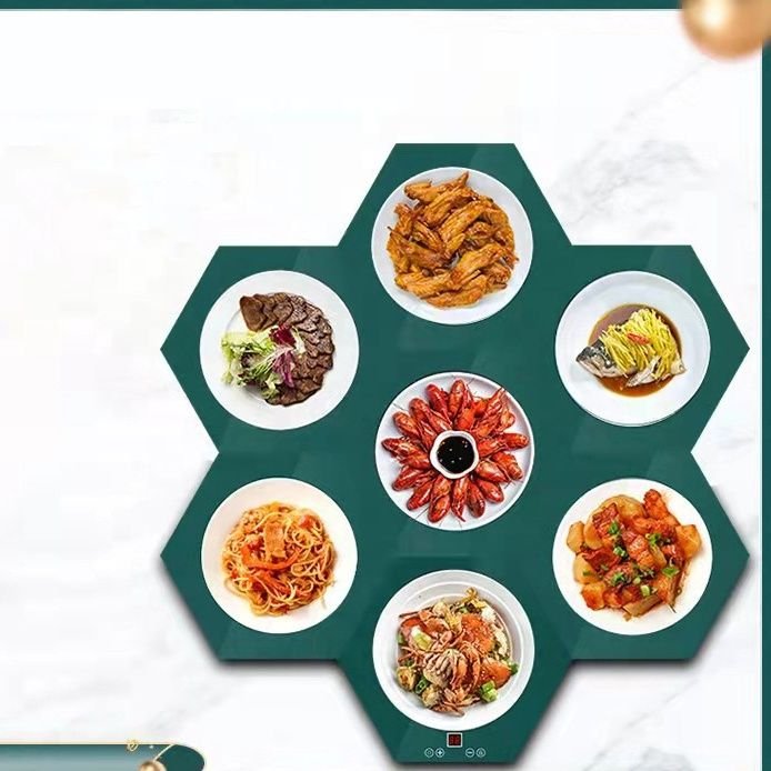 Countertop dish warmer with knob-controlled warm dish board