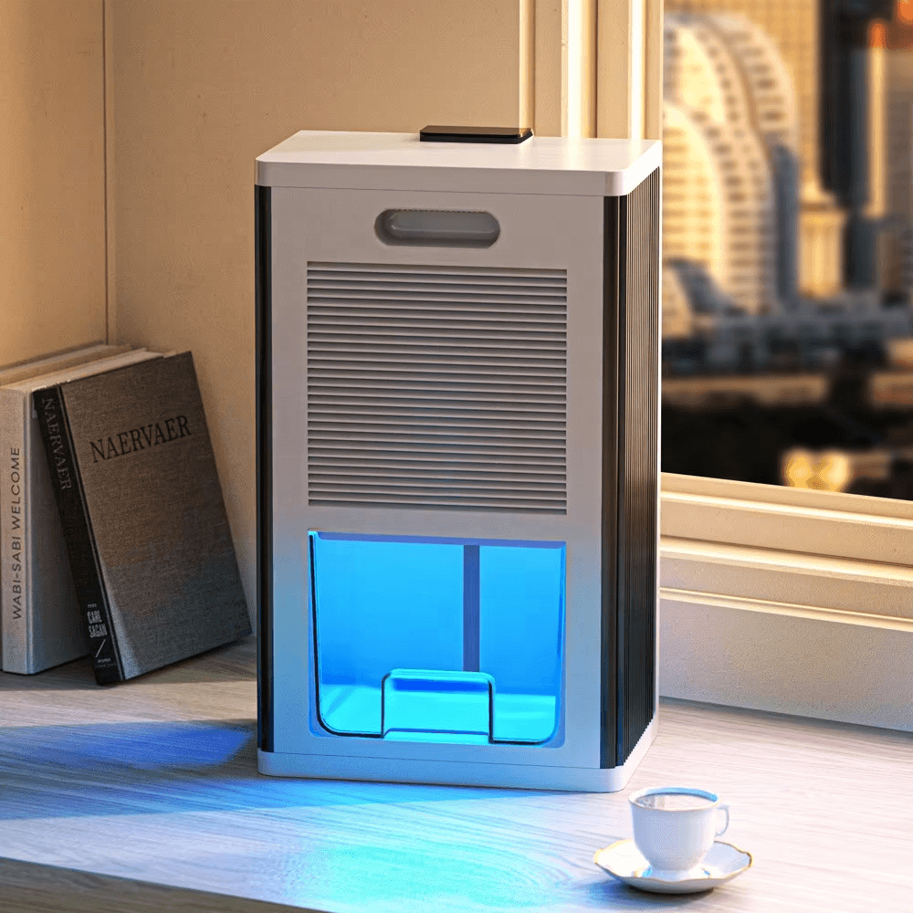 External touchscreen and water indicator on dehumidifier